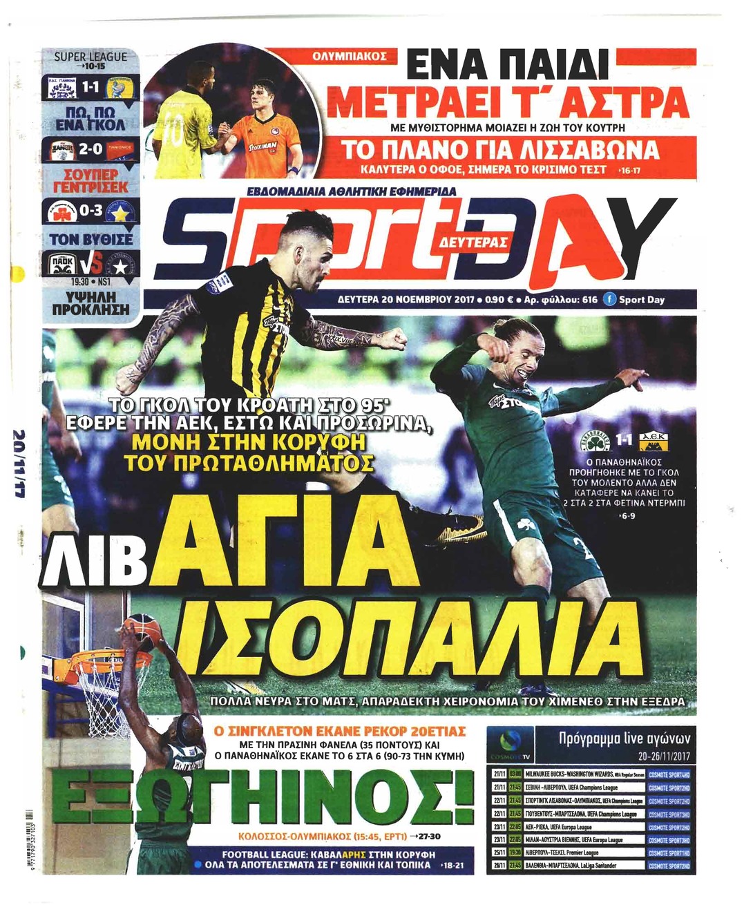 Πρωτοσέλιδο εφημερίδας Sportday