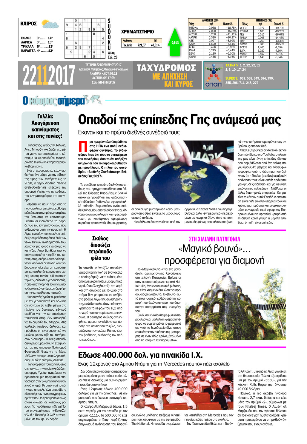 Οπισθόφυλλο εφημερίδας Ταχυδρόμος