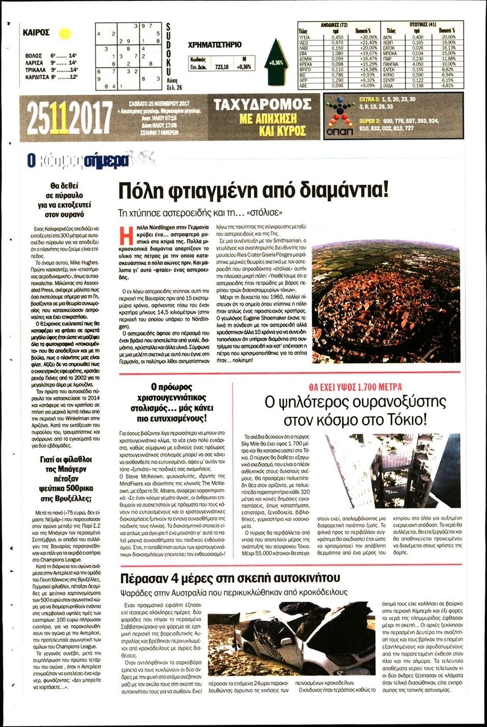 Οπισθόφυλλο εφημερίδας Ταχυδρόμος