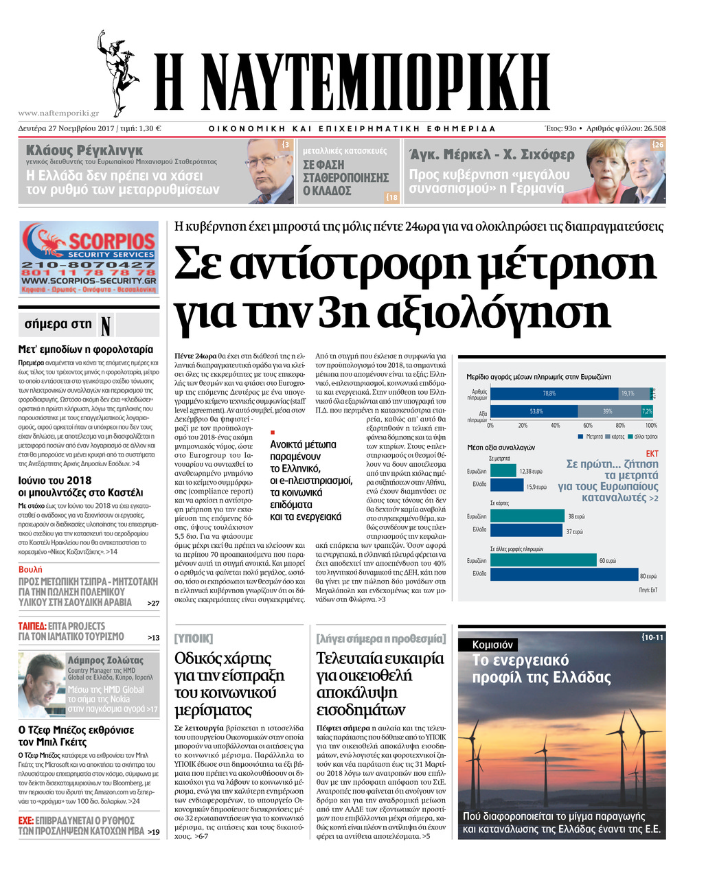 Πρωτοσέλιδο εφημερίδας Ναυτεμπορική