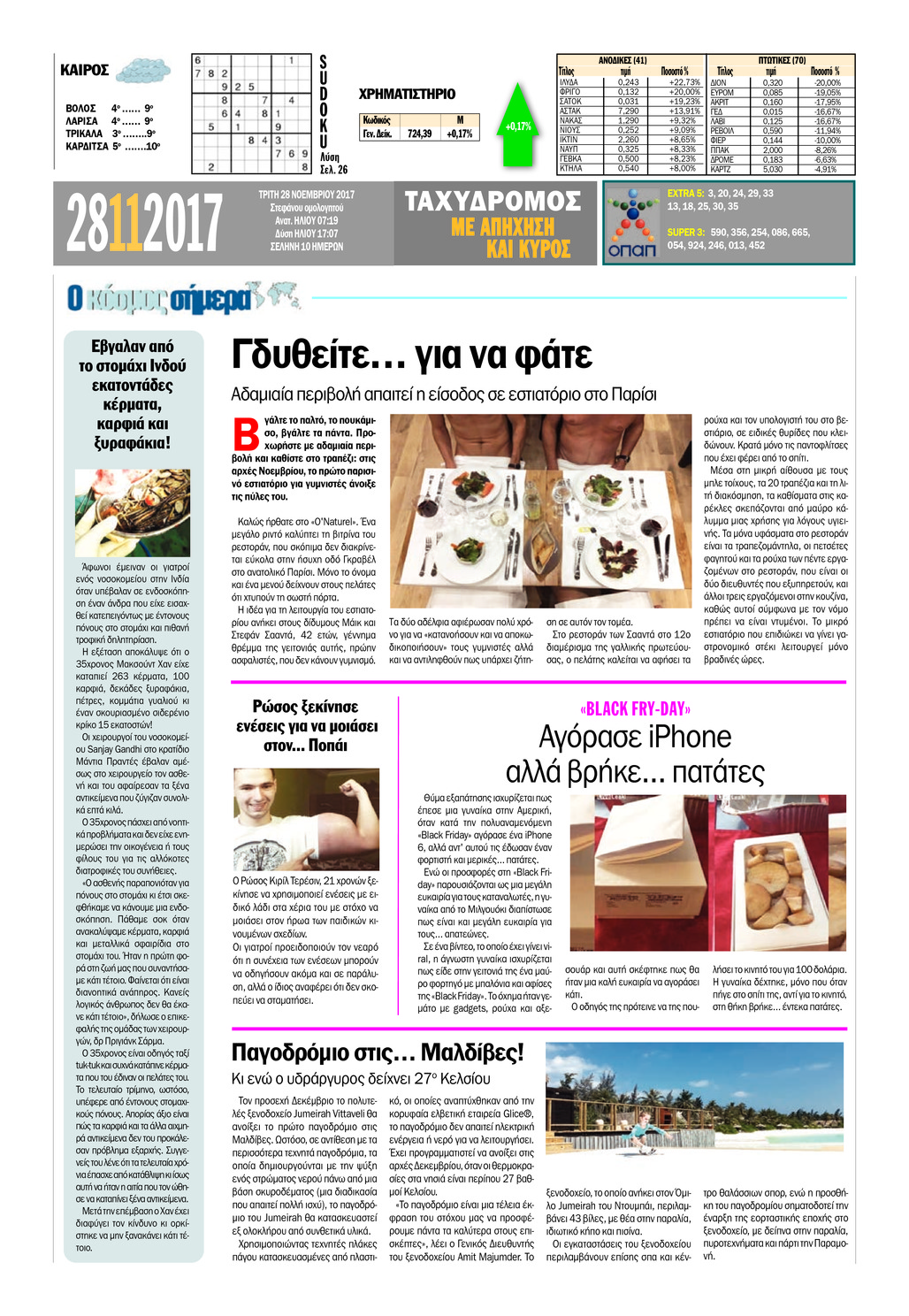 Οπισθόφυλλο εφημερίδας Ταχυδρόμος