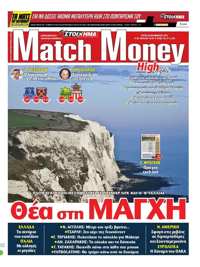 Πρωτοσέλιδο εφημερίδας Matchmoney