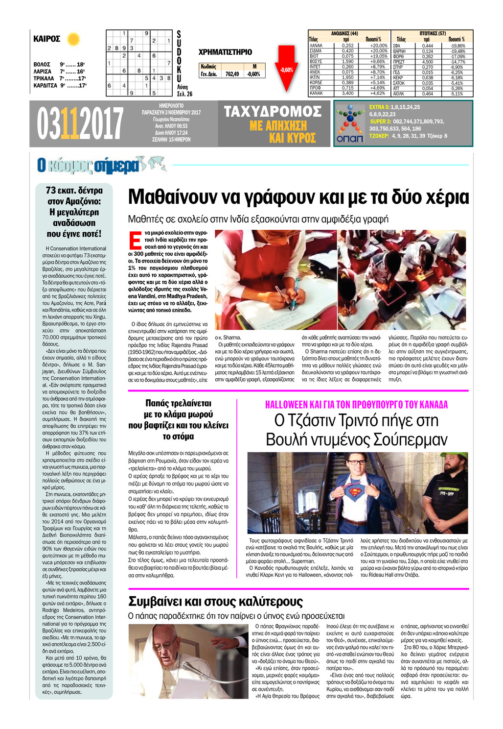 Οπισθόφυλλο εφημερίδας Ταχυδρόμος