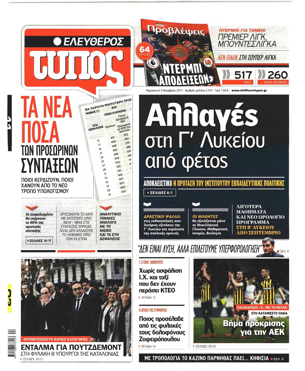 Πρωτοσέλιδο εφημερίδας Ελεύθερος Τύπος