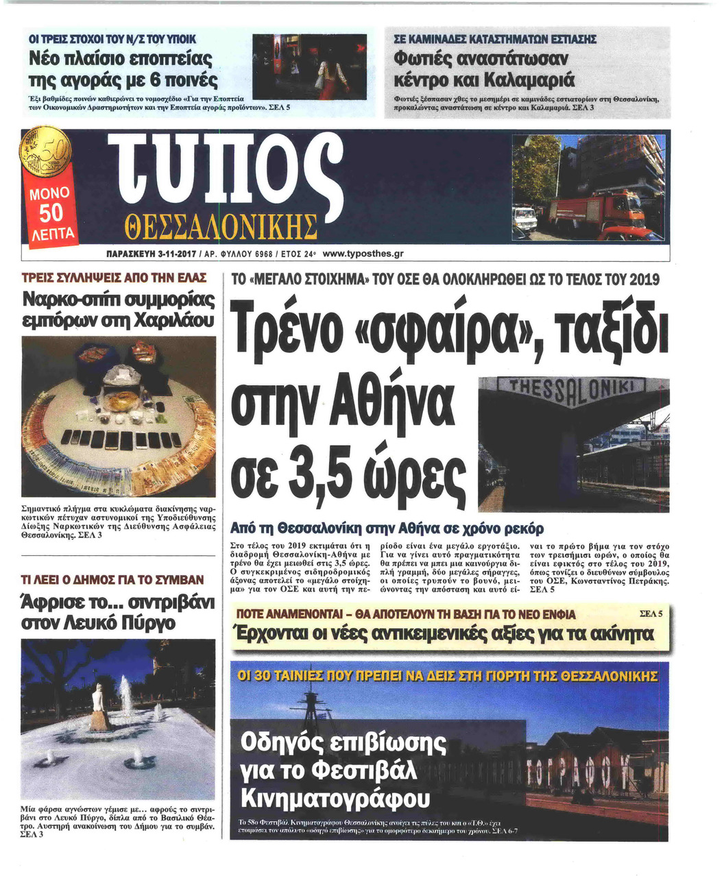 Πρωτοσέλιδο εφημερίδας Τύπος Θεσσαλονίκης