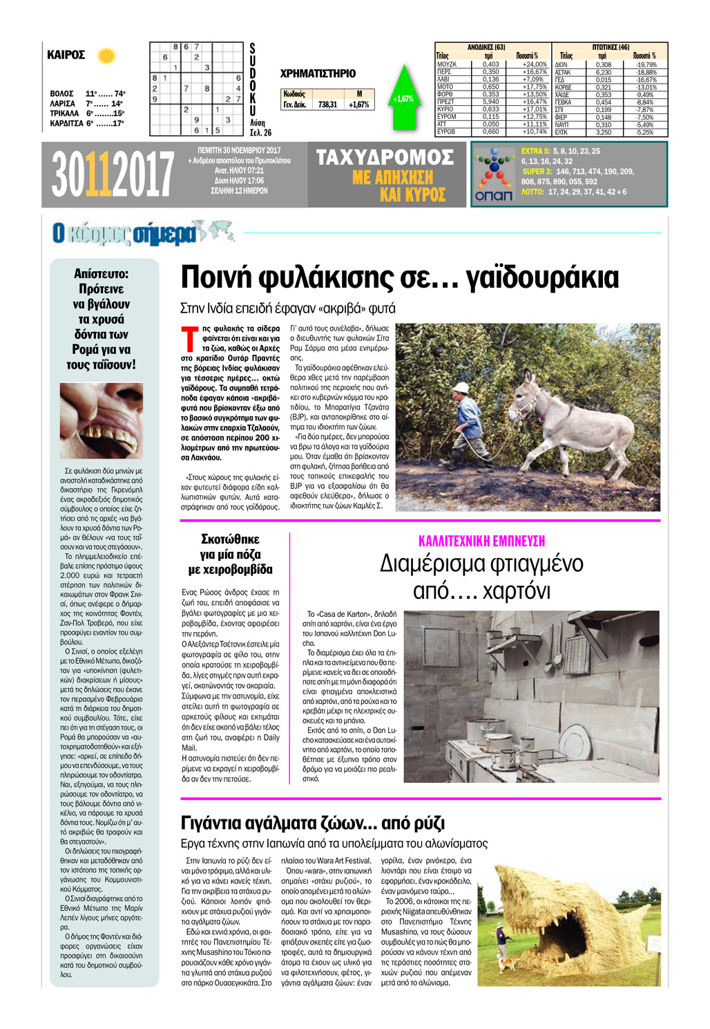 Οπισθόφυλλο εφημερίδας Ταχυδρόμος