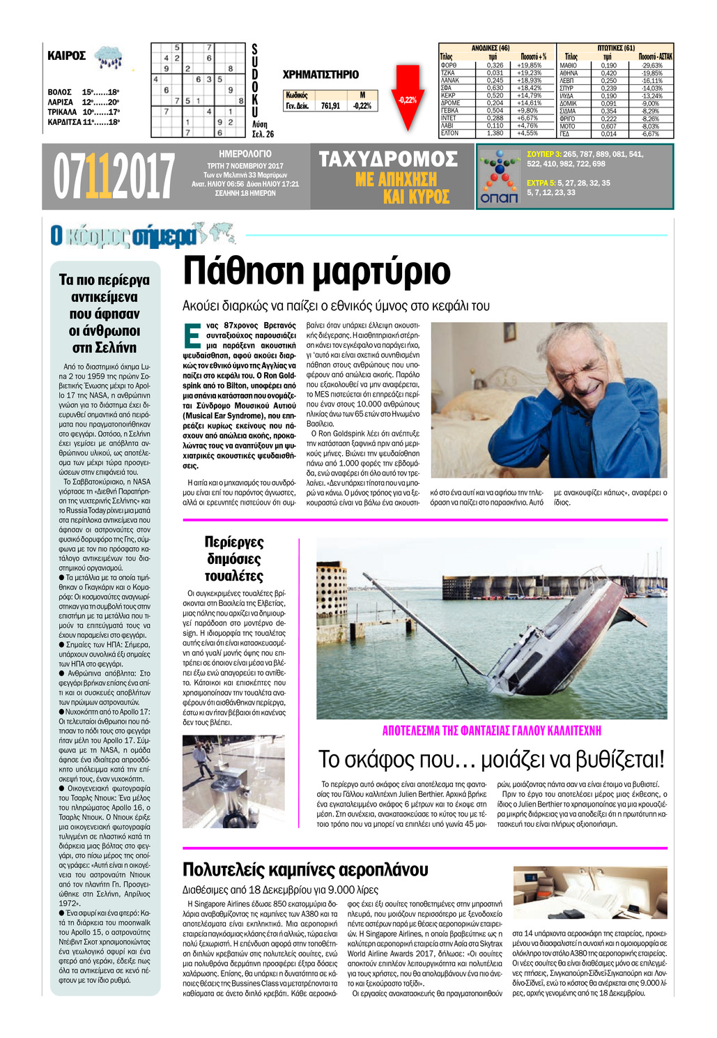 Οπισθόφυλλο εφημερίδας Ταχυδρόμος