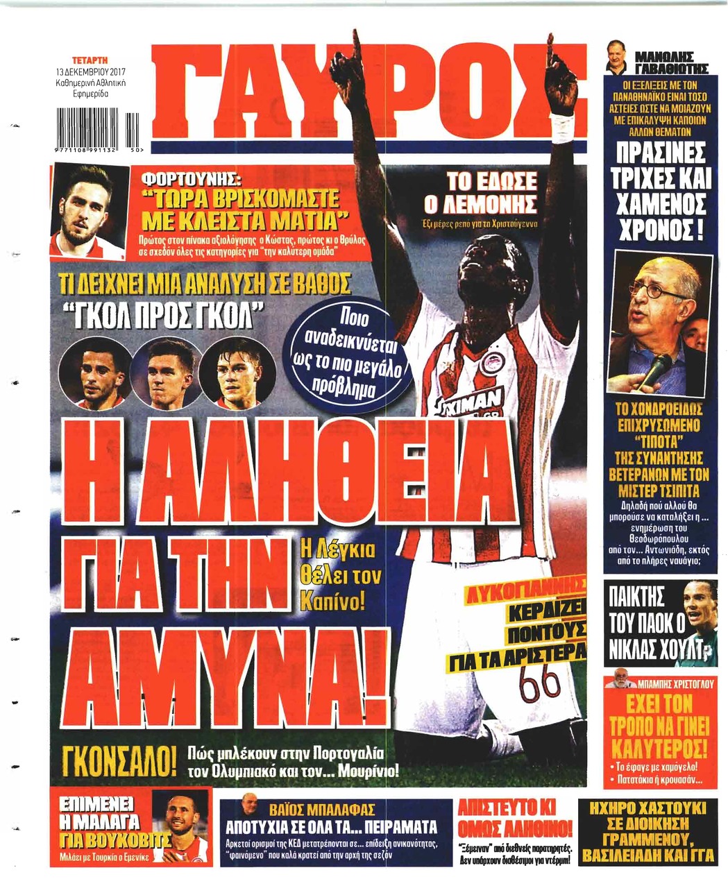 Οπισθόφυλλο εφημερίδας Κόκκινος Πρωταθλητής