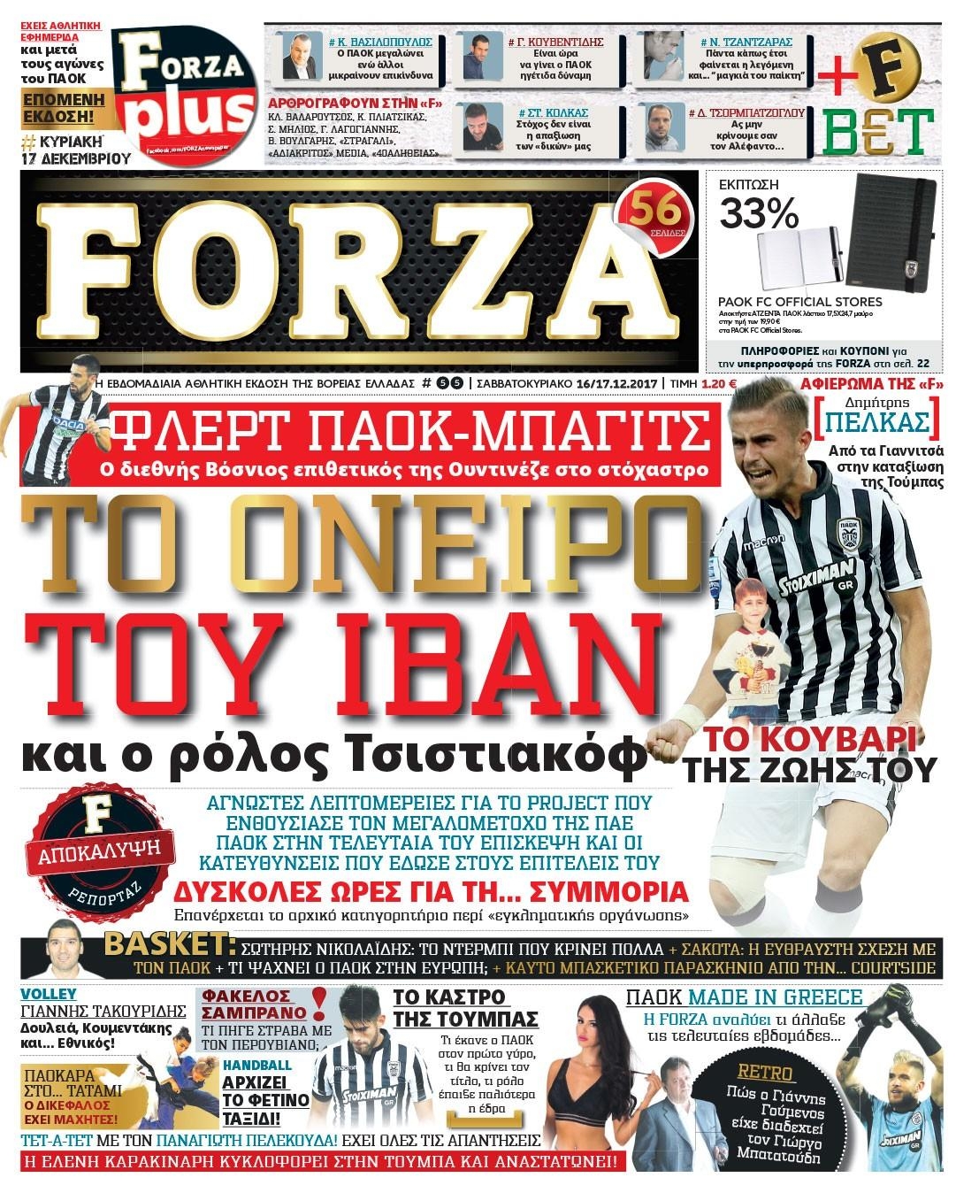 Πρωτοσέλιδο εφημερίδας Forza