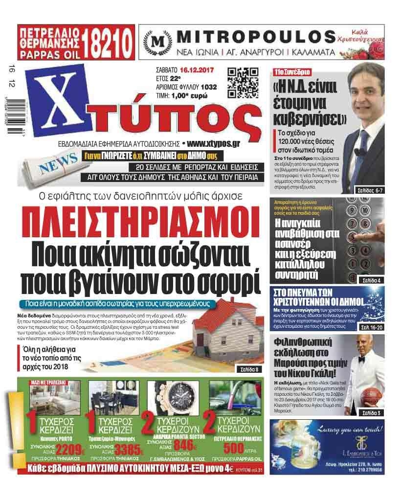 Πρωτοσέλιδο εφημερίδας Χτύπος