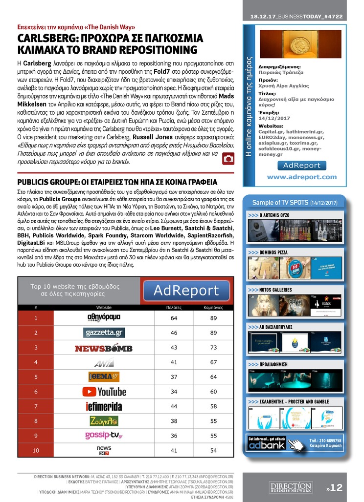 Οπισθόφυλλο εφημερίδας Business Today