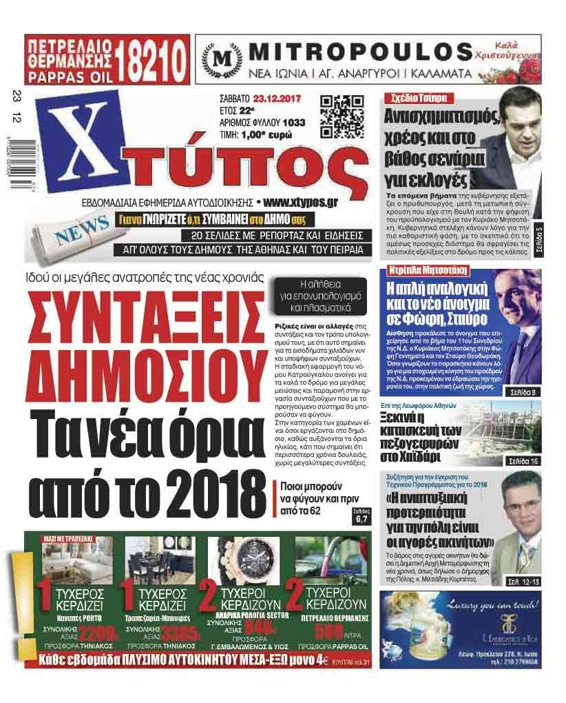 Πρωτοσέλιδο εφημερίδας Χτύπος