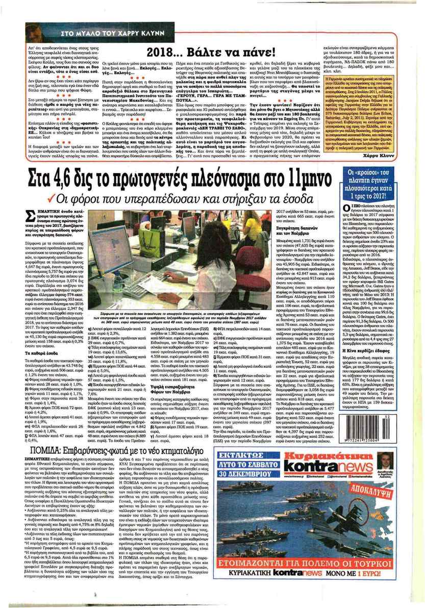 Οπισθόφυλλο εφημερίδας Kontra News