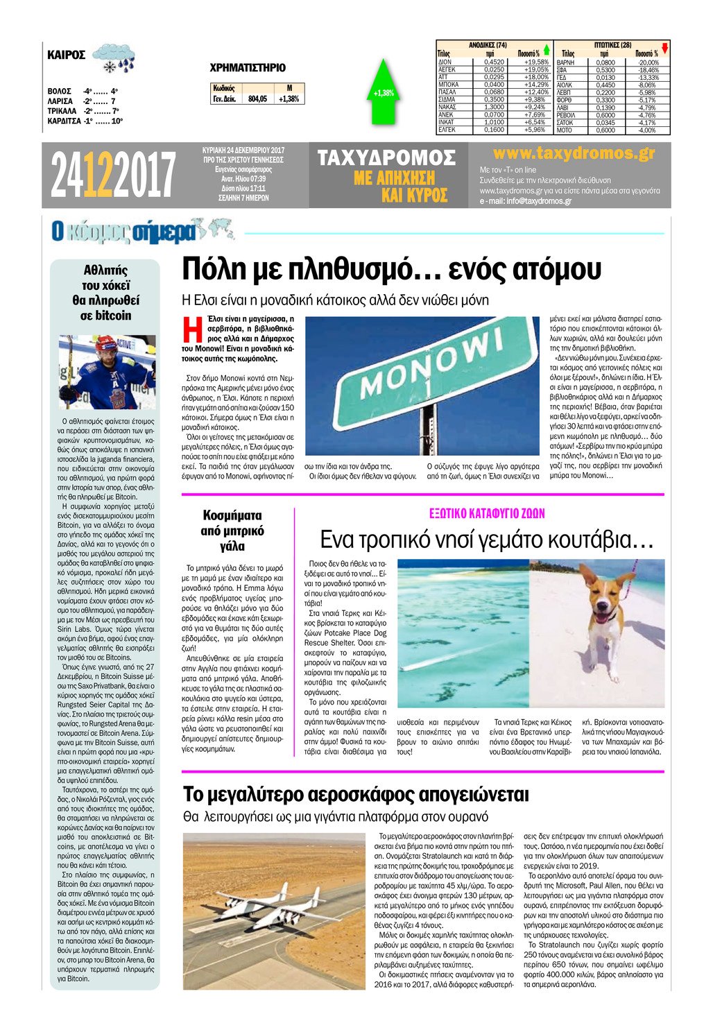 Οπισθόφυλλο εφημερίδας Ταχυδρόμος