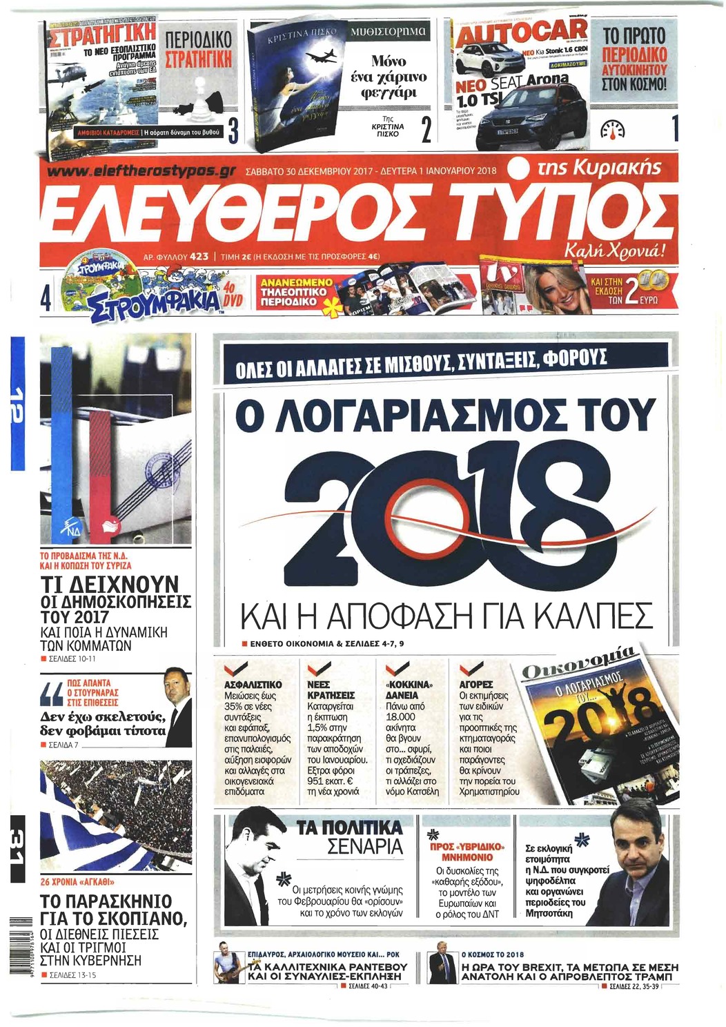 Πρωτοσέλιδο εφημερίδας Ελεύθερος Τύπος