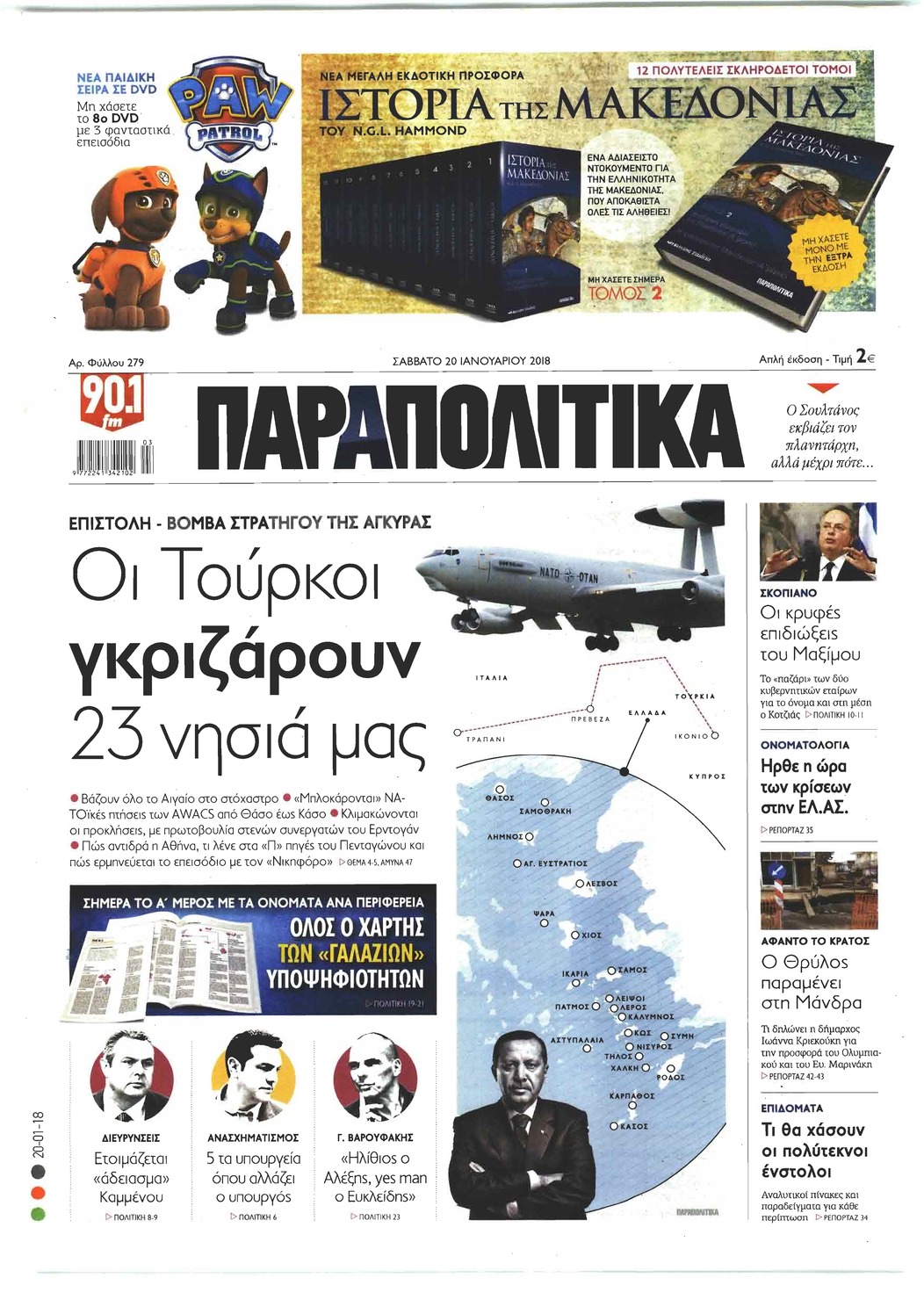 Πρωτοσέλιδο εφημερίδας Παραπολιτικά