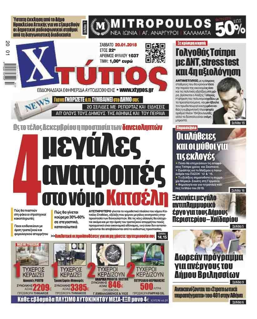 Πρωτοσέλιδο εφημερίδας Χτύπος