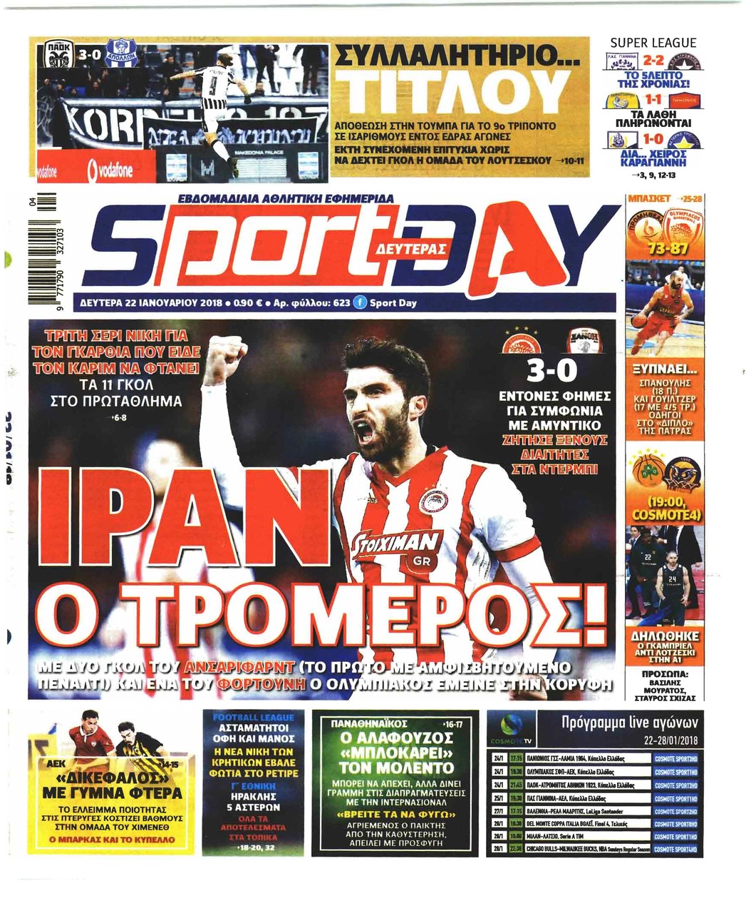 Πρωτοσέλιδο εφημερίδας Sportday