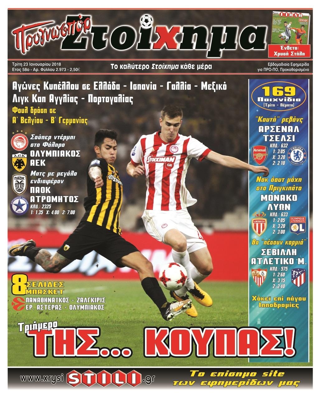 Πρωτοσέλιδο εφημερίδας Στοίχημα