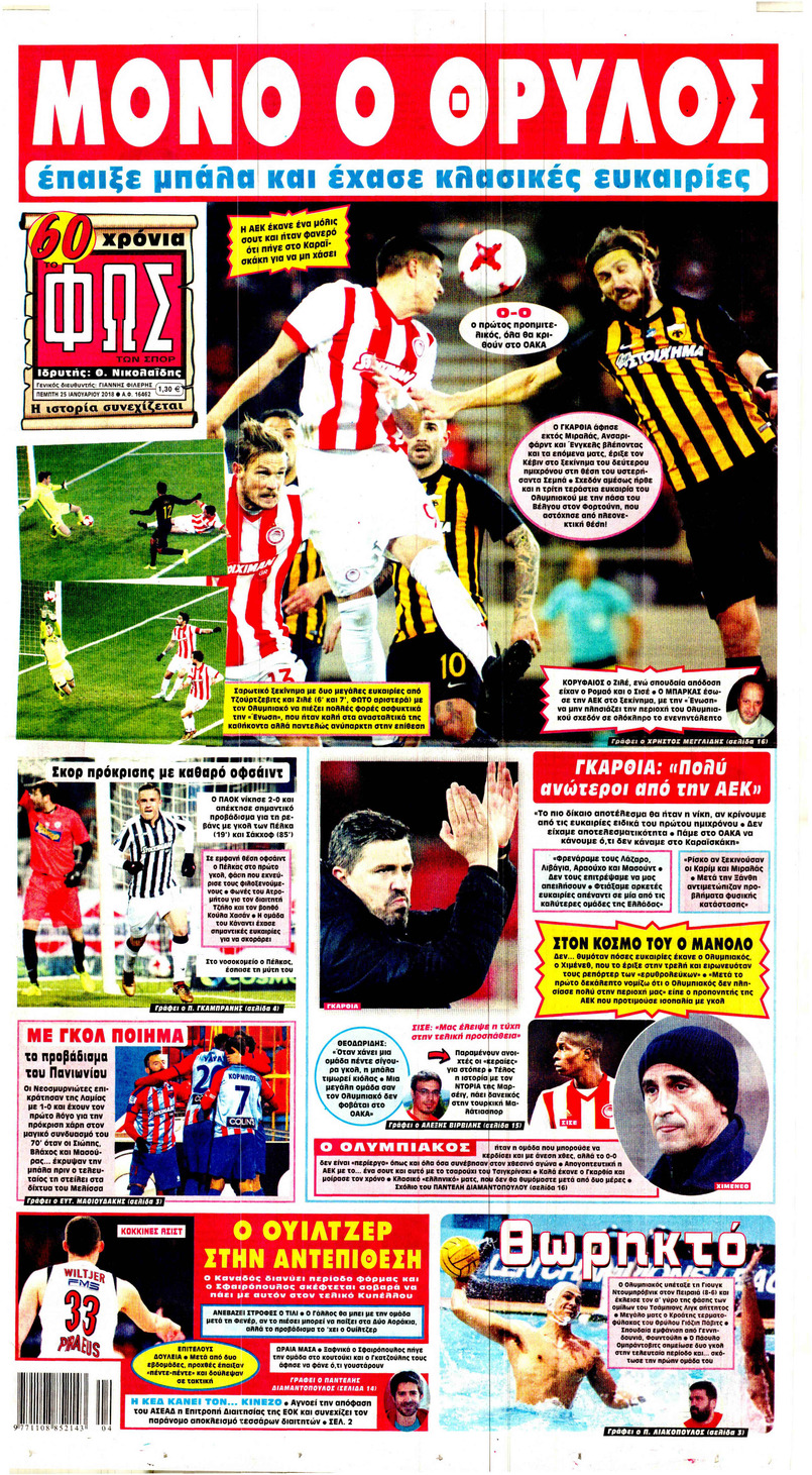 Πρωτοσέλιδο εφημερίδας Φως των σπορ