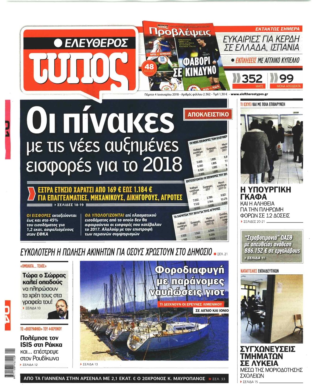 Πρωτοσέλιδο εφημερίδας Ελεύθερος Τύπος