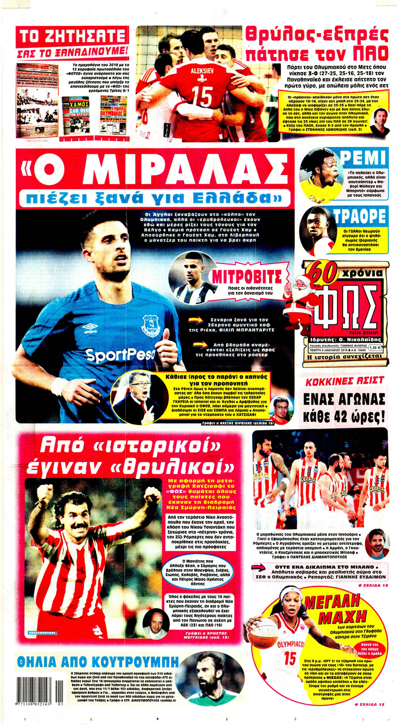 Πρωτοσέλιδο εφημερίδας Φως των σπορ