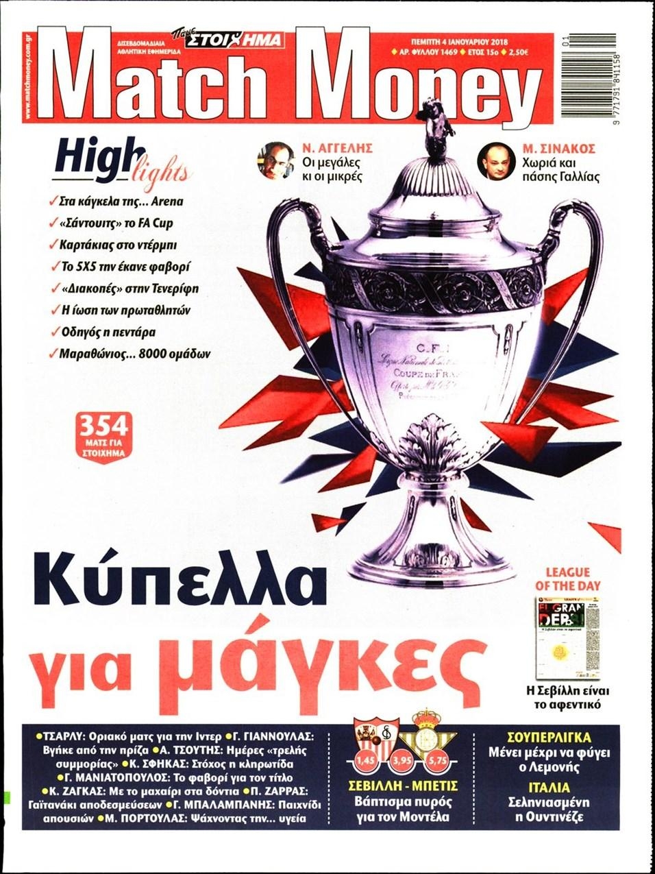 Πρωτοσέλιδο εφημερίδας Matchmoney