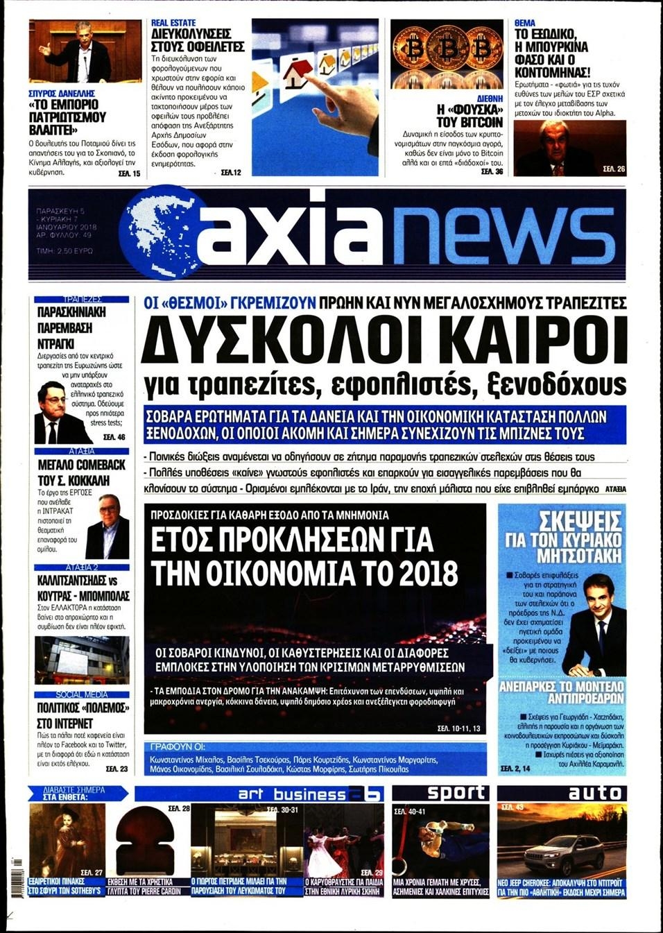 Πρωτοσέλιδο εφημερίδας Αξία News