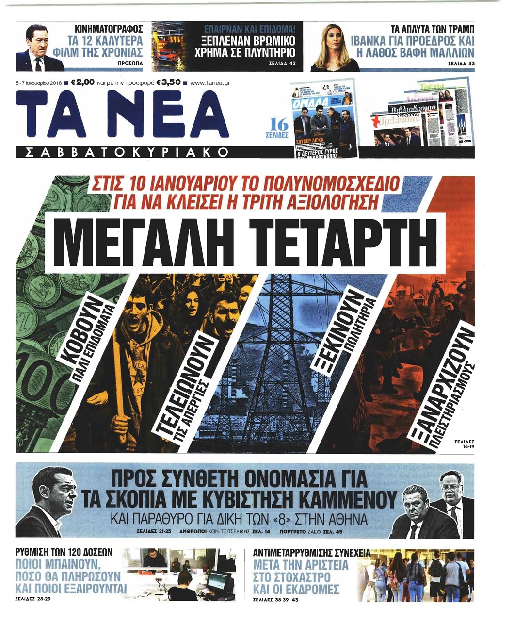 Πρωτοσέλιδο εφημερίδας Τα Νέα
