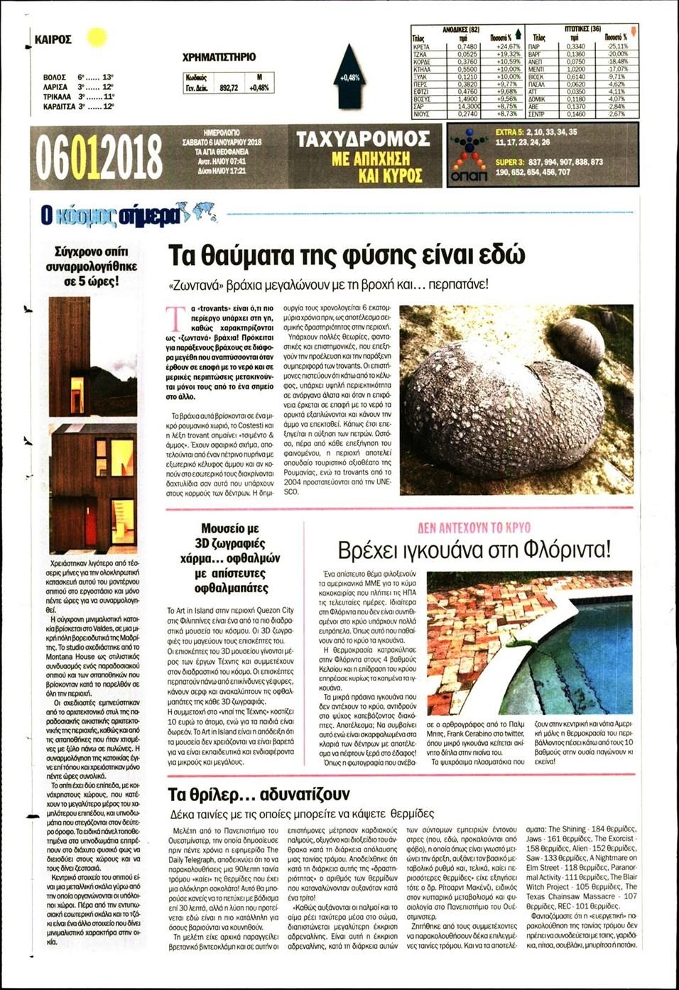 Οπισθόφυλλο εφημερίδας Ταχυδρόμος