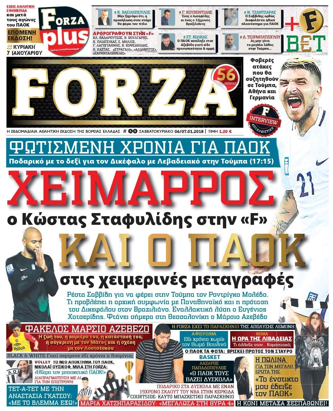 Πρωτοσέλιδο εφημερίδας Forza