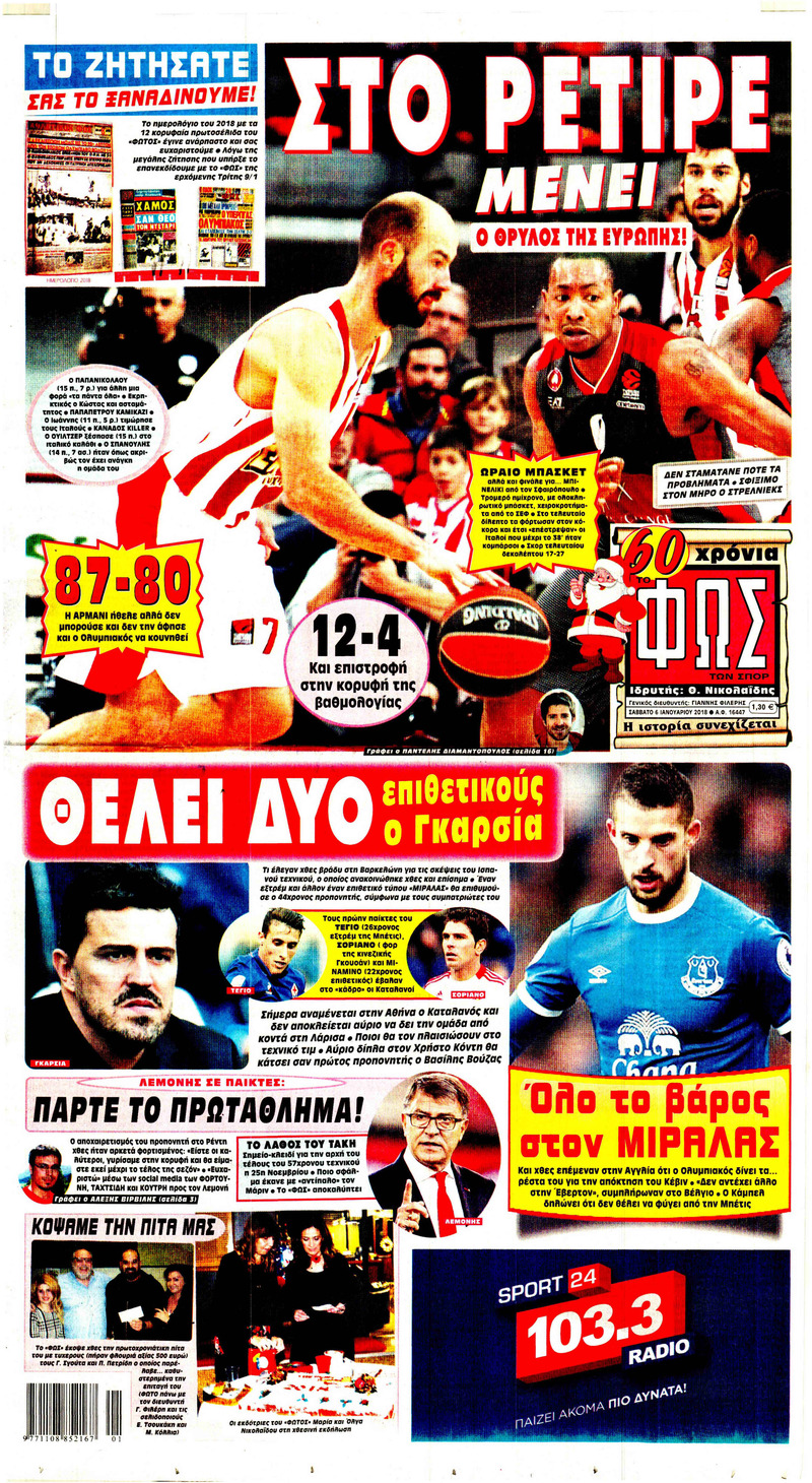 Πρωτοσέλιδο εφημερίδας Φως των σπορ