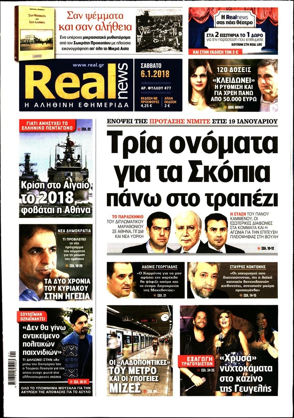 Πρωτοσέλιδο εφημερίδας Real News