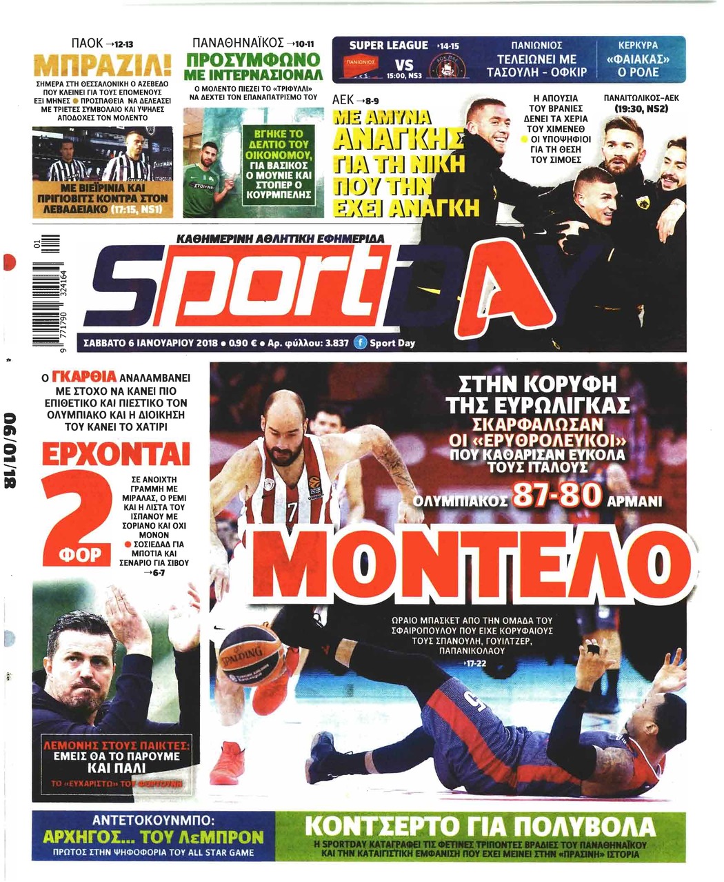 Πρωτοσέλιδο εφημερίδας Sportday
