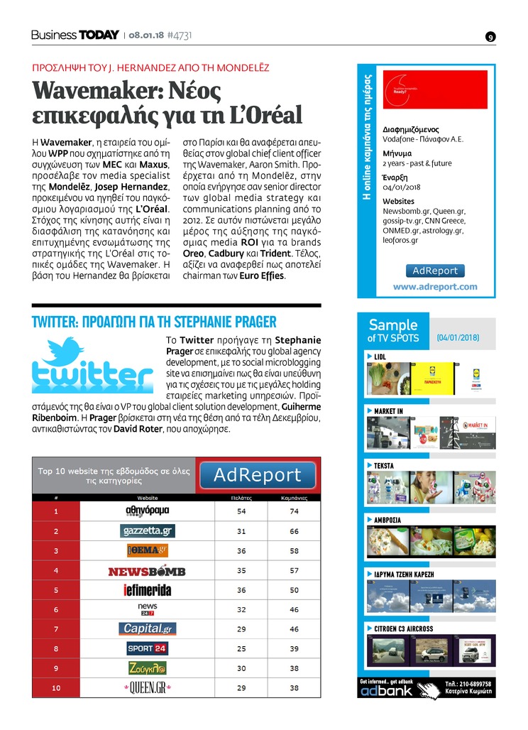 Οπισθόφυλλο εφημερίδας Business Today