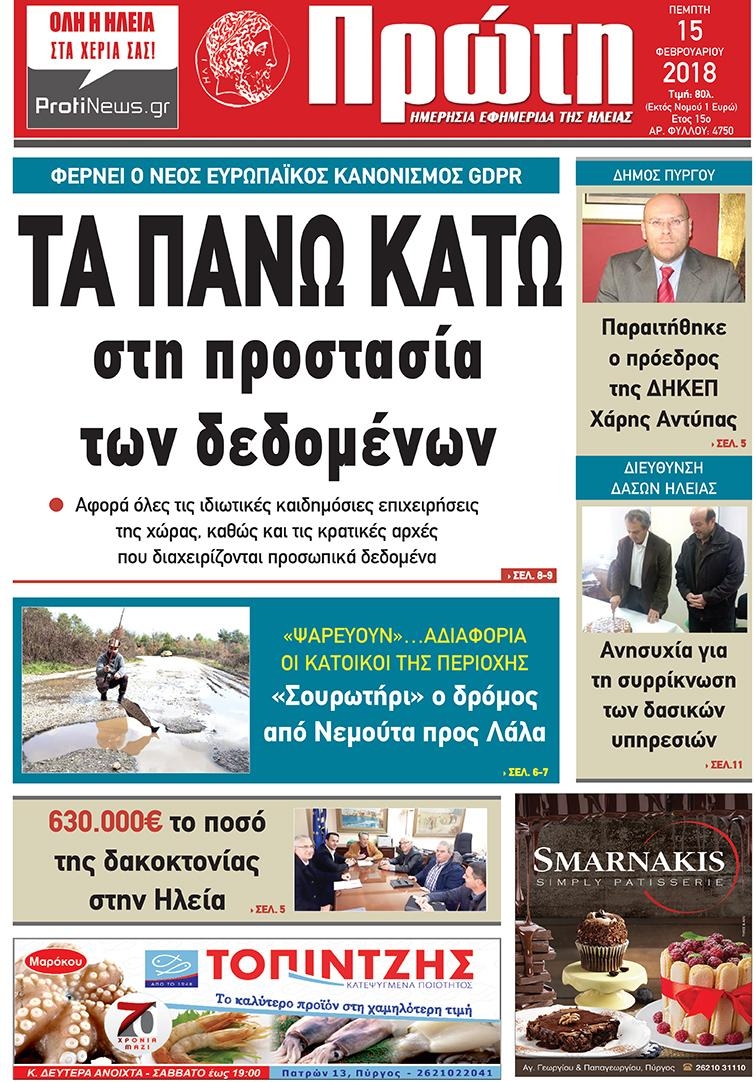 Πρωτοσέλιδο εφημερίδας 