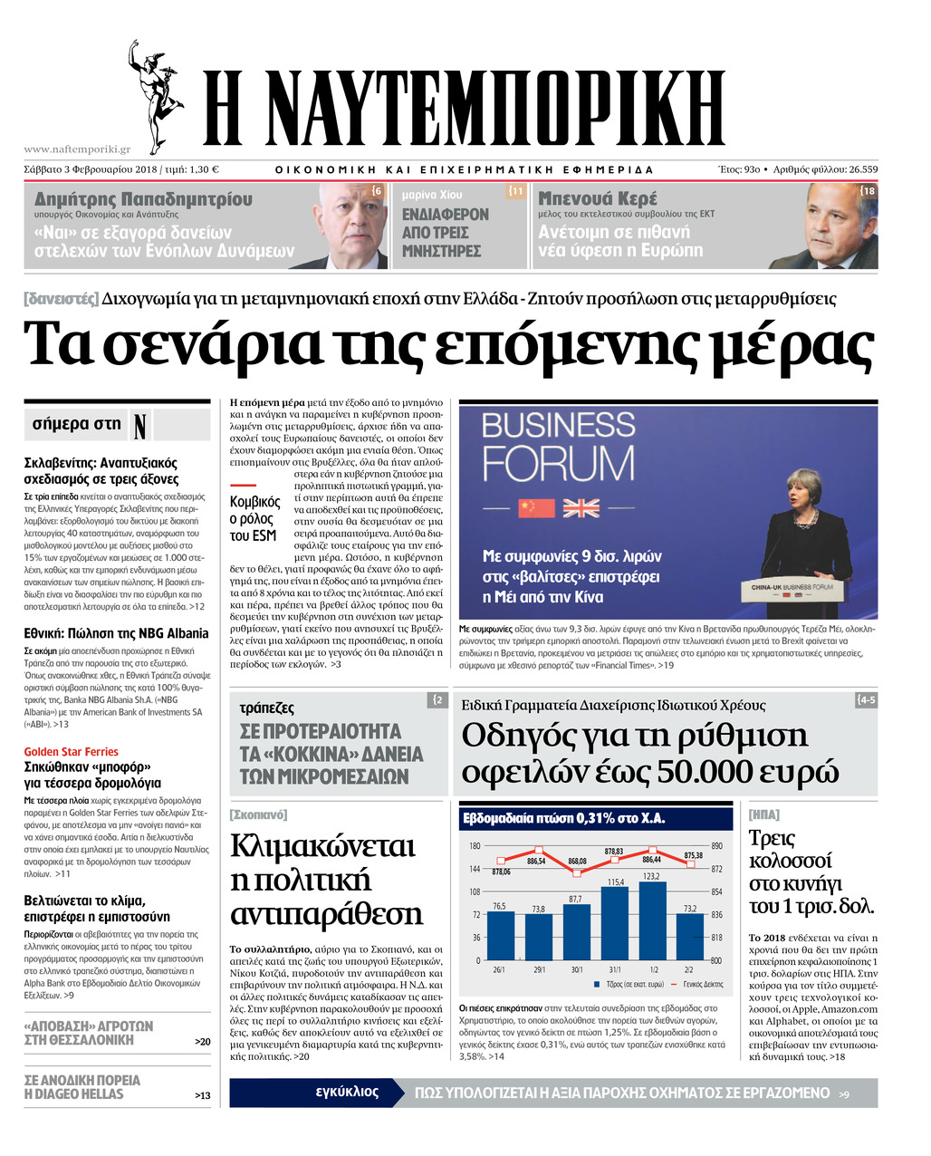 Πρωτοσέλιδο εφημερίδας Ναυτεμπορική