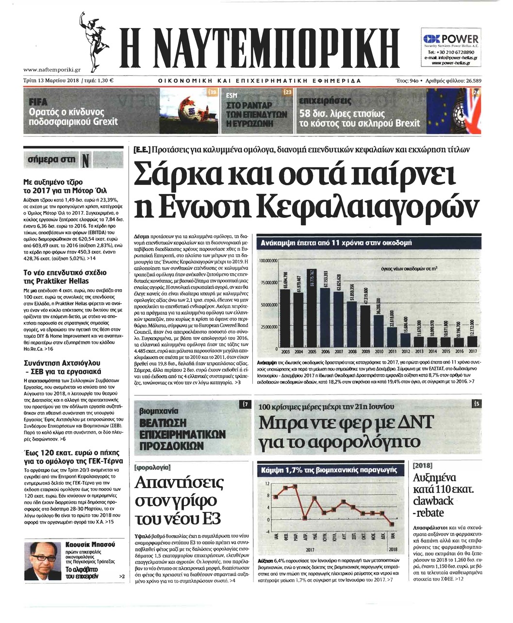Πρωτοσέλιδο εφημερίδας Ναυτεμπορική