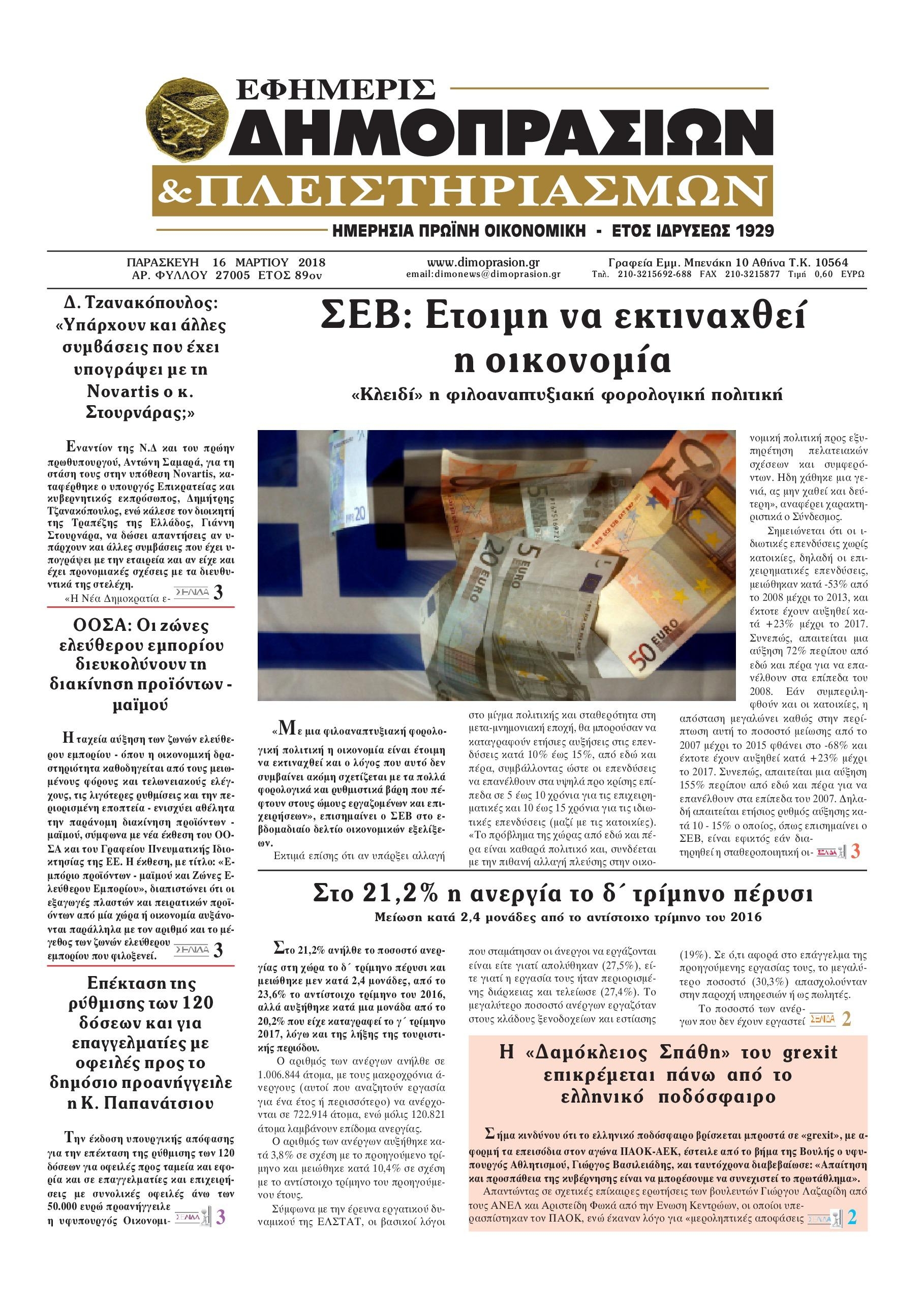 Πρωτοσέλιδο εφημερίδας Δημοπρασιών