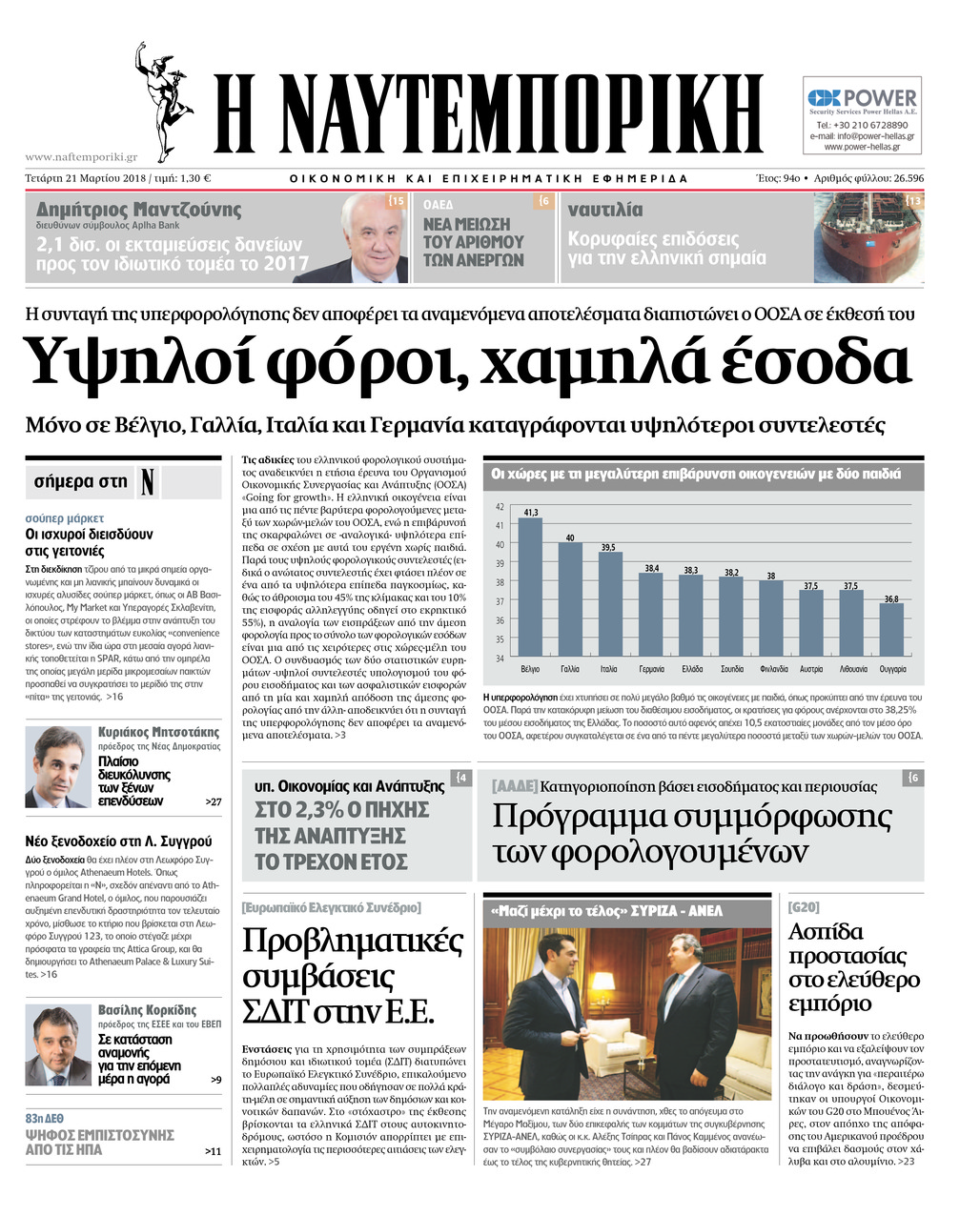 Πρωτοσέλιδο εφημερίδας Ναυτεμπορική
