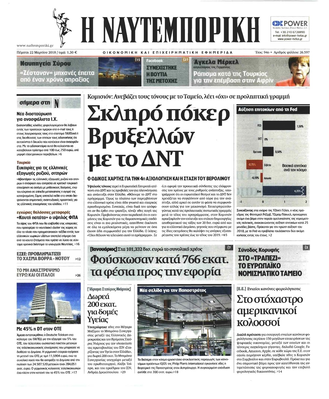 Πρωτοσέλιδο εφημερίδας Ναυτεμπορική