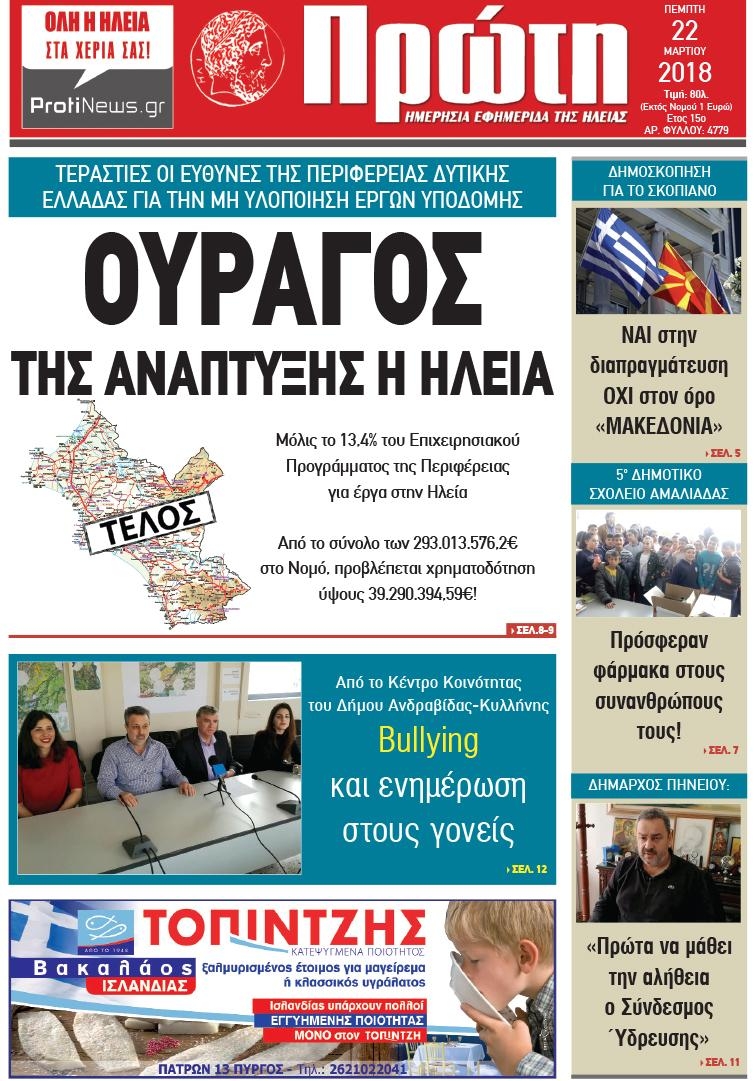 Πρωτοσέλιδο εφημερίδας Πρώτη