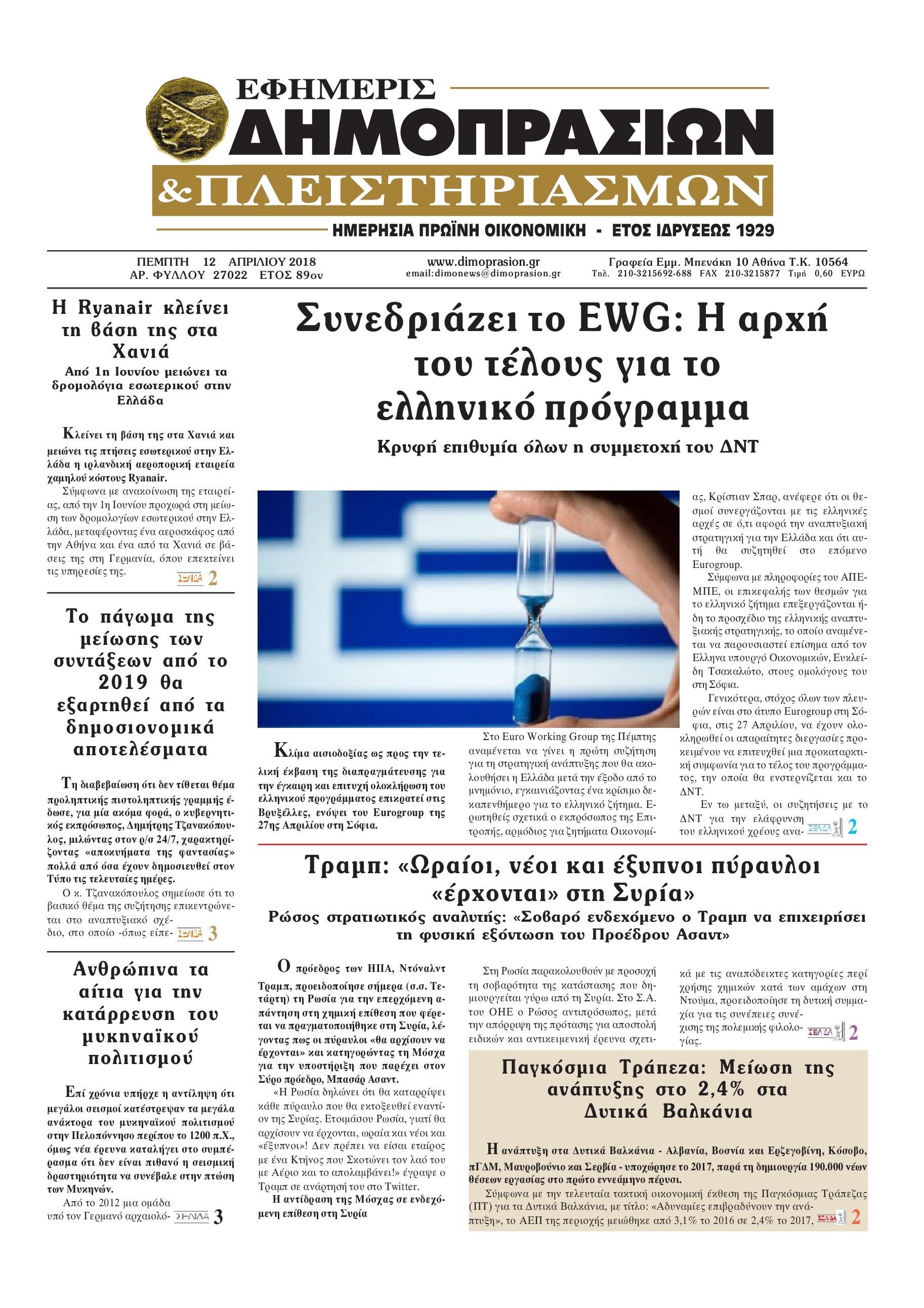Πρωτοσέλιδο εφημερίδας Δημοπρασιών