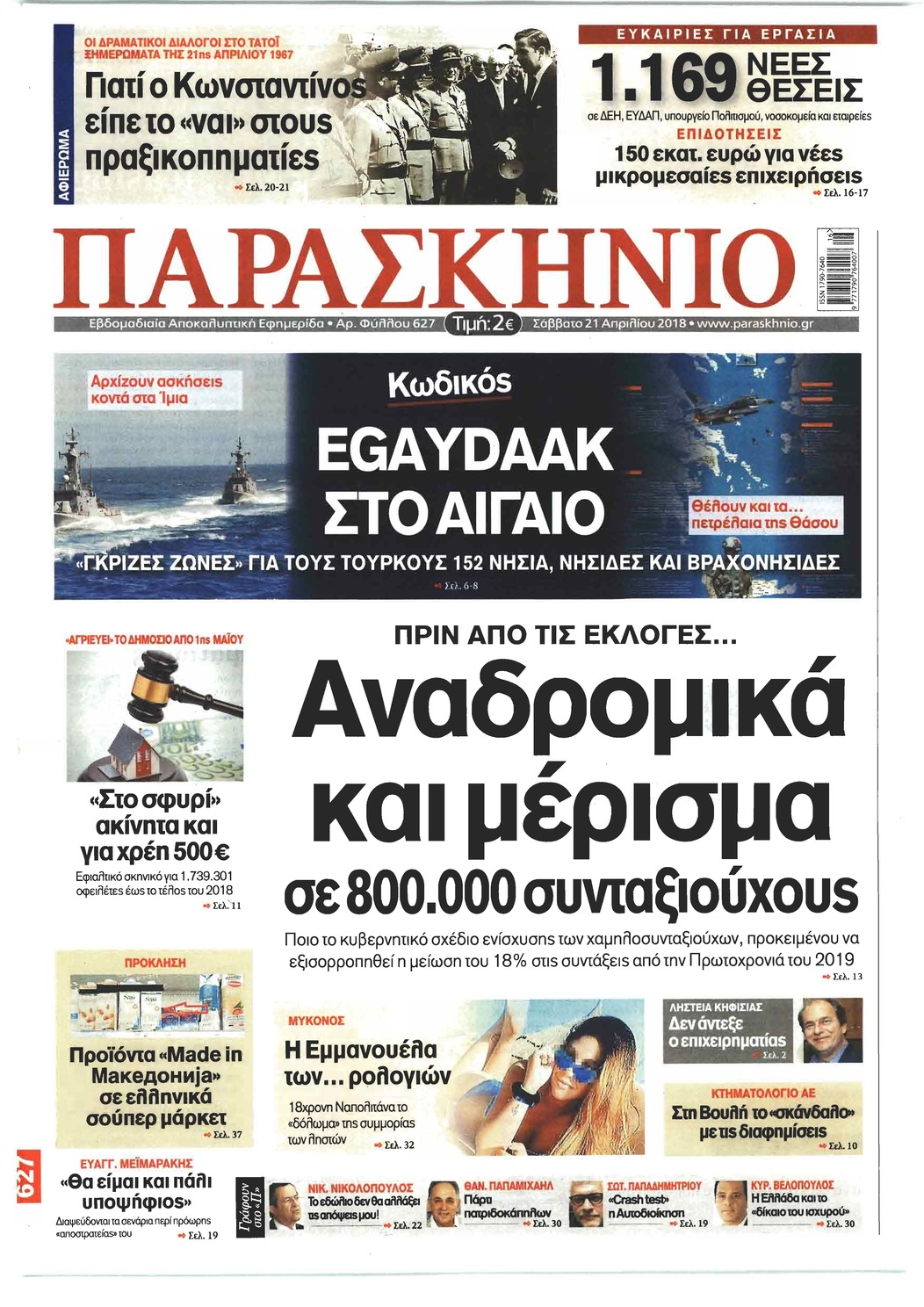 Πρωτοσέλιδο εφημερίδας Το Παρασκήνιο