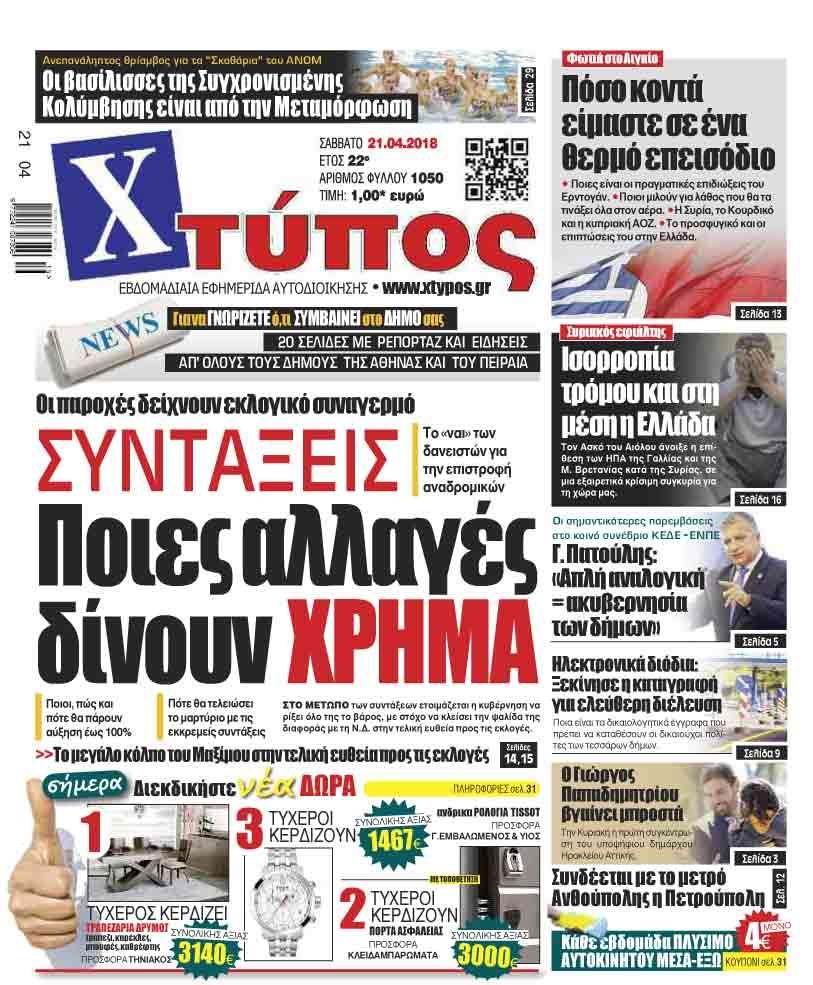 Πρωτοσέλιδο εφημερίδας Χτύπος