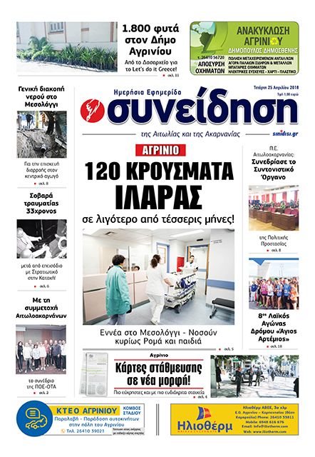 Πρωτοσέλιδο εφημερίδας Η Συνείδηση