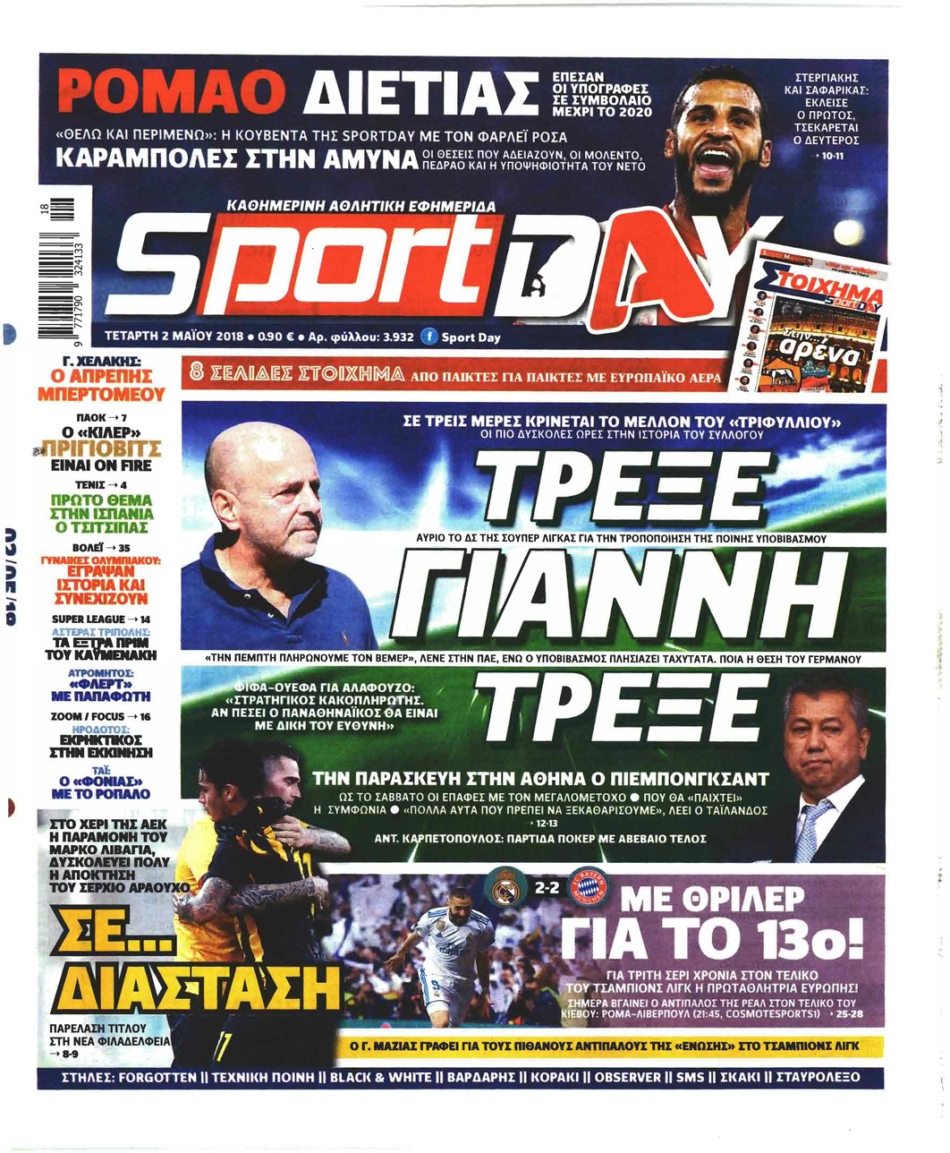 Πρωτοσέλιδο εφημερίδας Sportday
