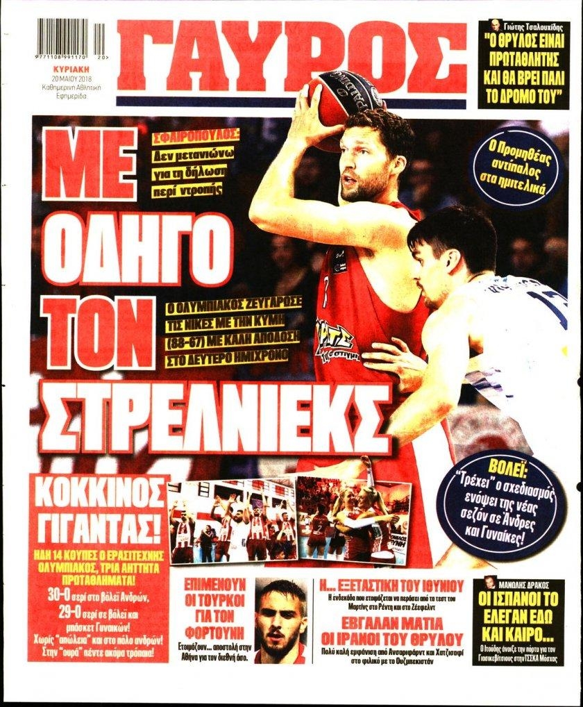 Οπισθόφυλλο εφημερίδας Κόκκινος Πρωταθλητής