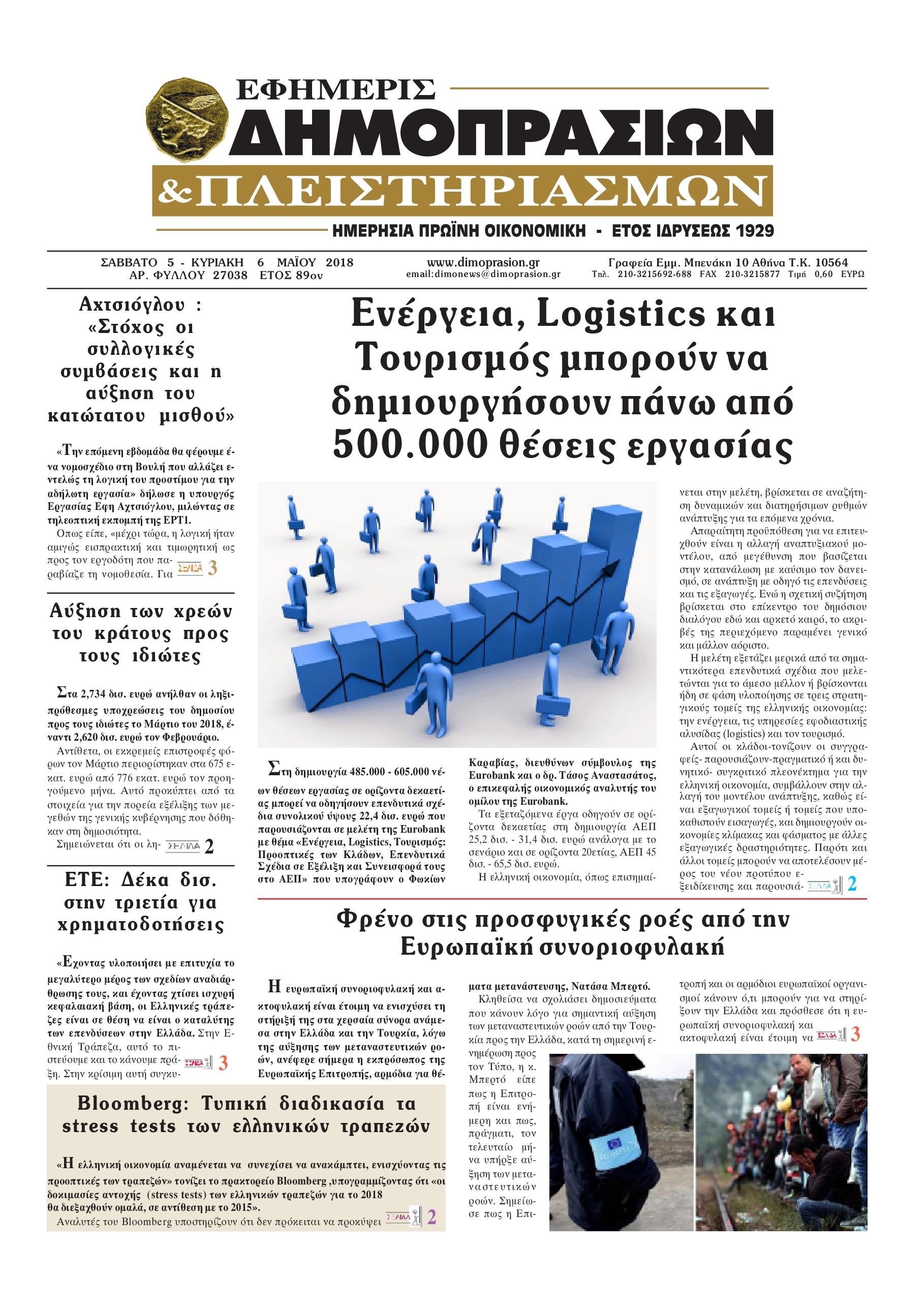 Πρωτοσέλιδο εφημερίδας Δημοπρασιών
