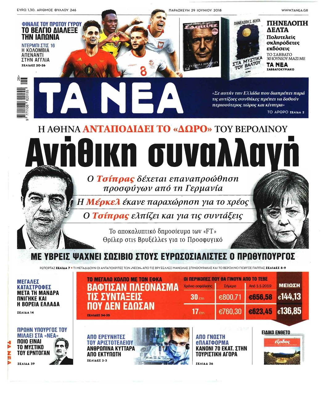 Πρωτοσέλιδο εφημερίδας Τα Νέα